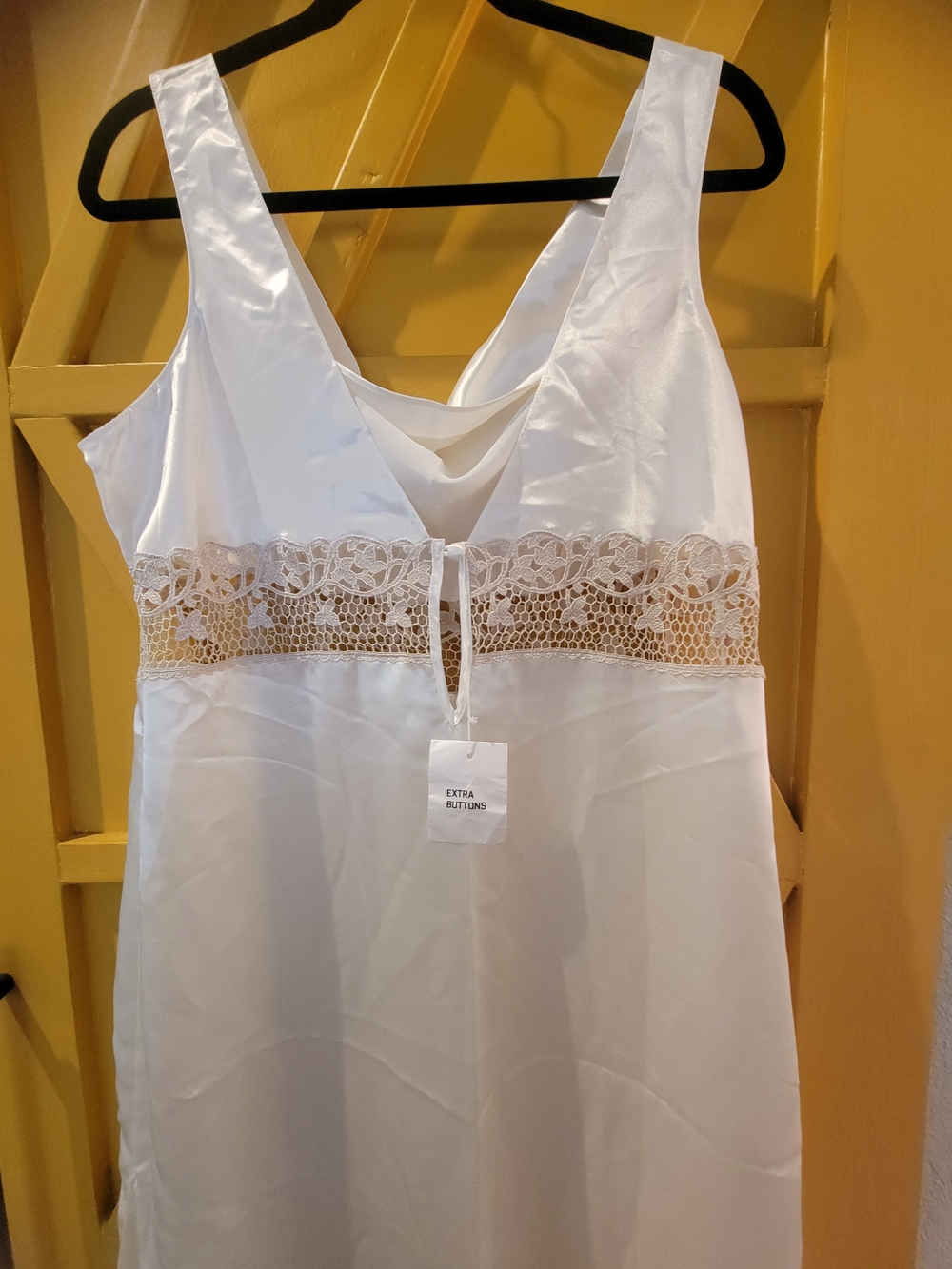 Bare Luxury Off-White Lace-Trim Satin Nightgown - Women Intimates - Picture 3 of 8